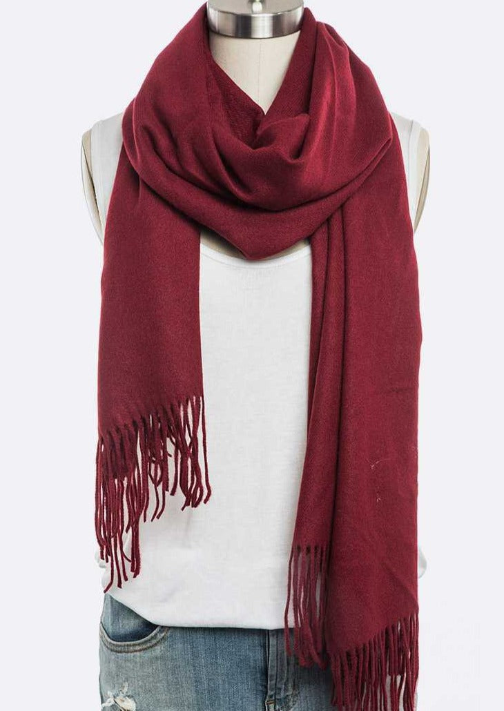 Burgundy Cashmere Large Solid Color Scarf