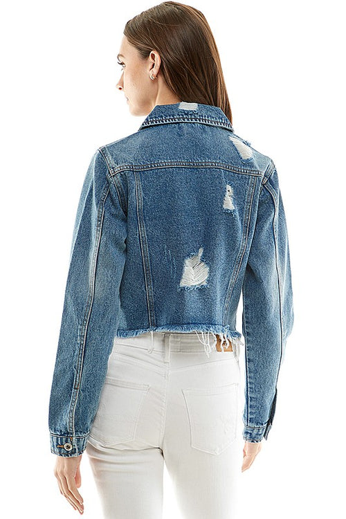 Denim Jacket with Raw Hem