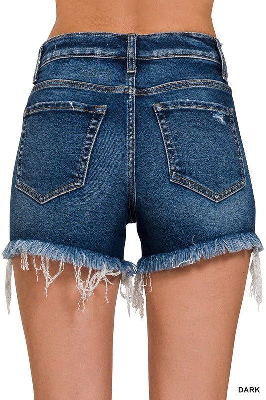 Raw Frayed Hem Ripped Denim Shorts