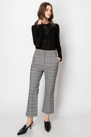 Plaid High Waisted Ankle Length Pants