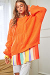 Orange Bold Cable Knit Bell Sleeves Sweater