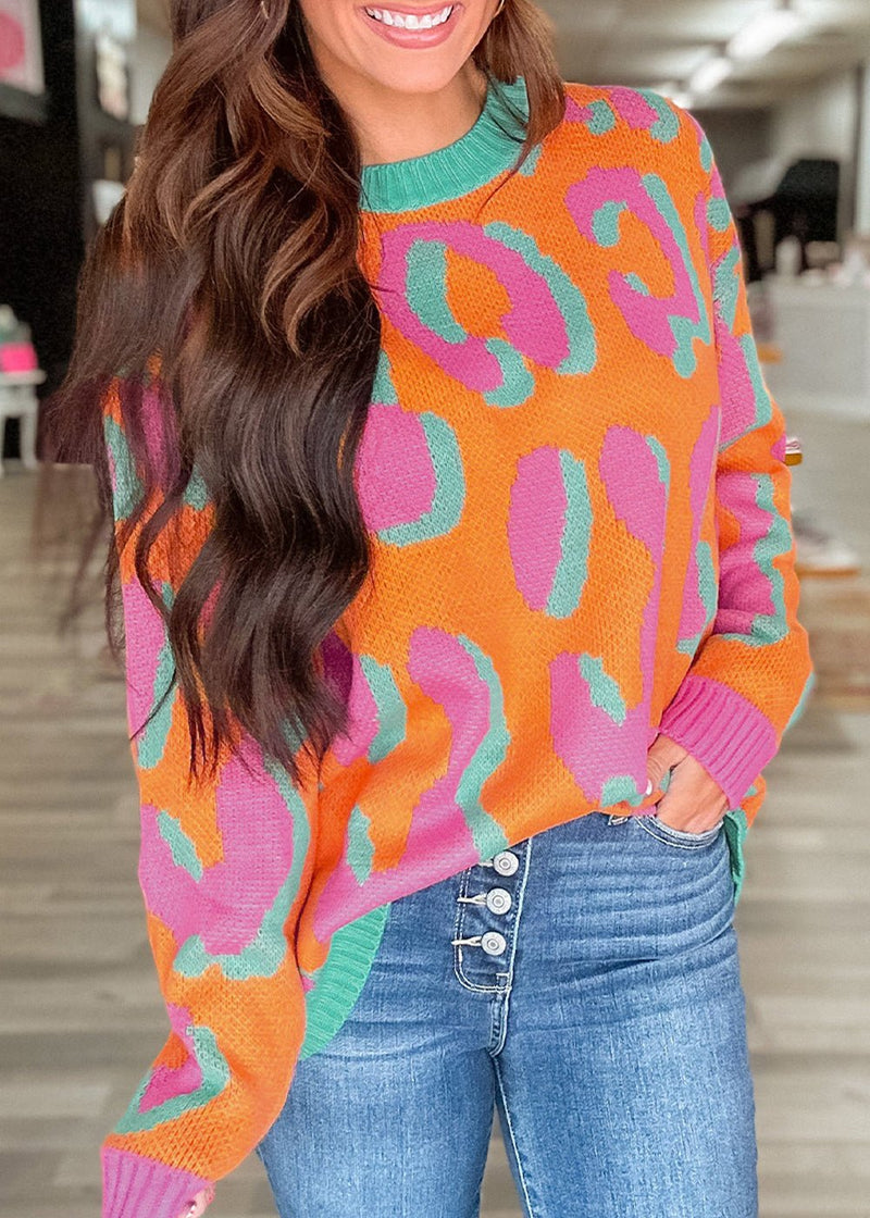 Orange Leopard Sweater