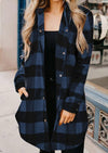 Blue Turn-down Collar Plaid Shirt Jacket