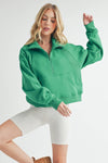 Green Funnel Neck Half Zip Pullover