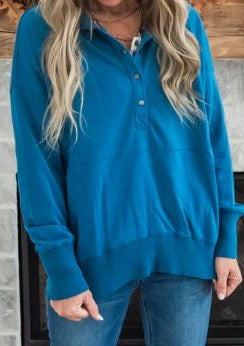 Teal Oversized Drop Shoulder Hoodie