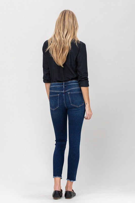 VERVET - Mid-Rise Raw Hem Crop Skinny - AMBER