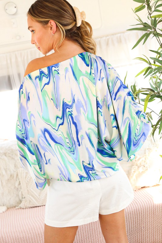 Marble Printed Satin Blouse