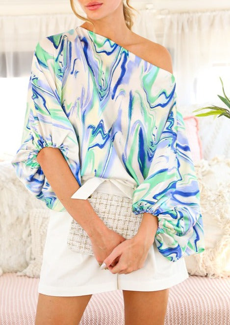 Marble Printed Satin Blouse