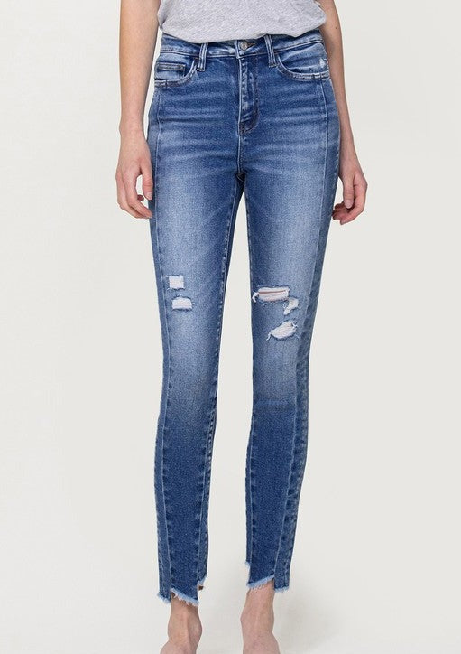 VERVET by Flying Monkey - High Rise Ankle Skinny / Uneven Hem Detail - HAYLIE