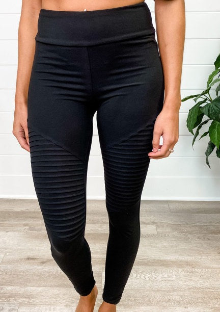 Black Spliced Yoga Sports Leggings